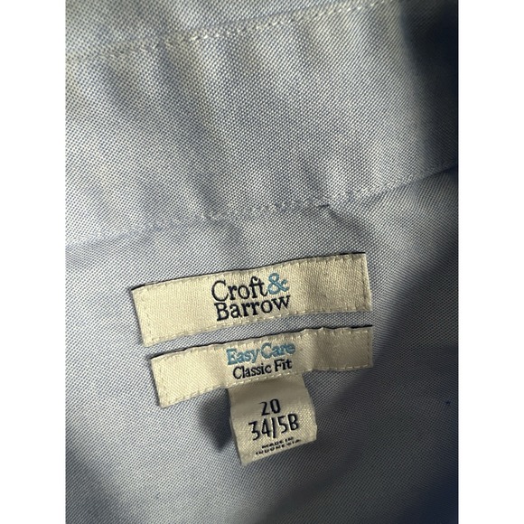 Croft & Barrow‎ Shirt Mens 20 34/35 Blue Button Up Easy Care Classic Fit Casual - Picture 13 of 14